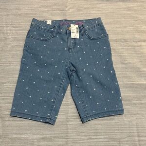 Girl’s (kids) Blue Polka Dot Denim Shorts